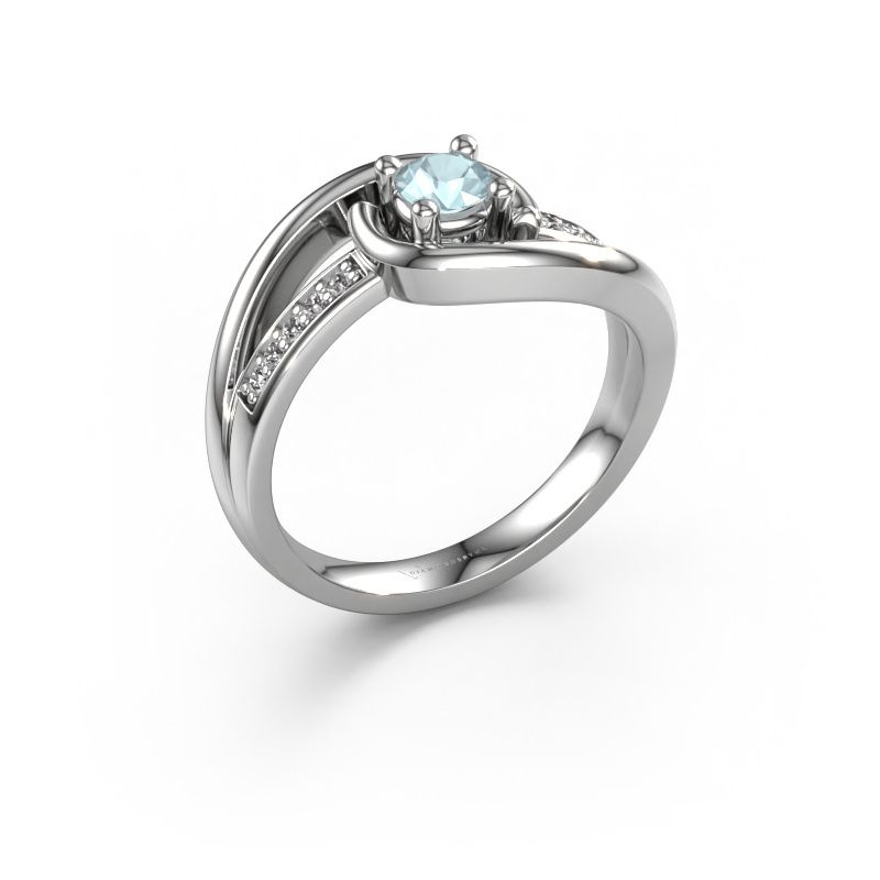 Ring Aylin 950 platina aquamarijn 4 mm