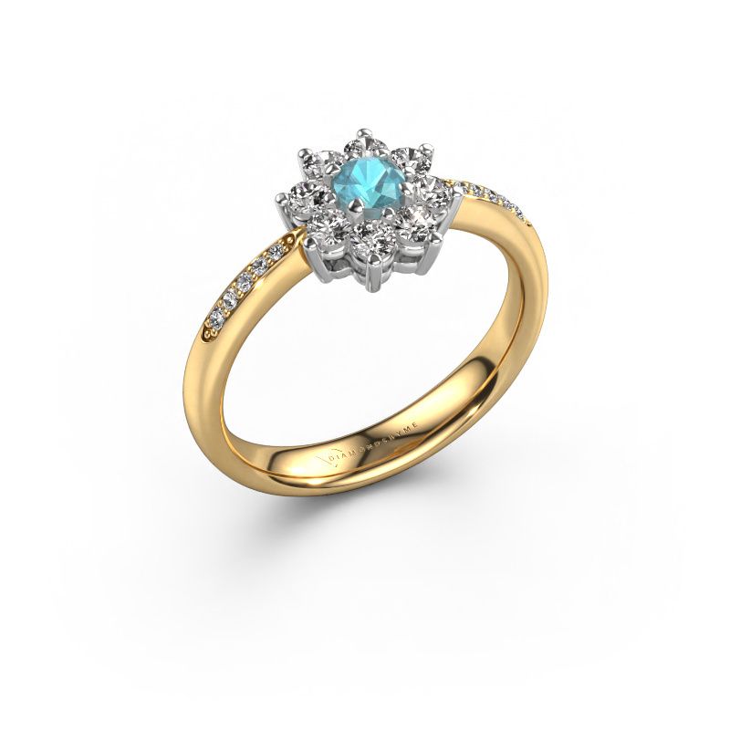 Bague de fiançailles Camille 2 585 or jaune topaze bleue 3.4 mm