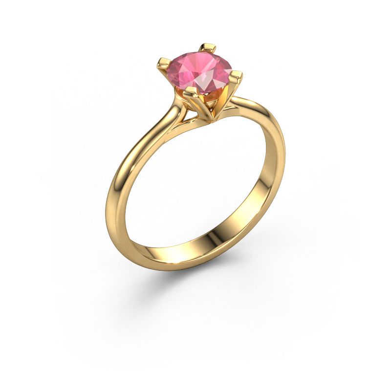 Engagement ring Isa 1 585 gold tourmaline pink 5.7 mm