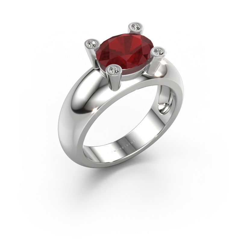 Ring Tamara OVL 585 white gold ruby 9x7 mm