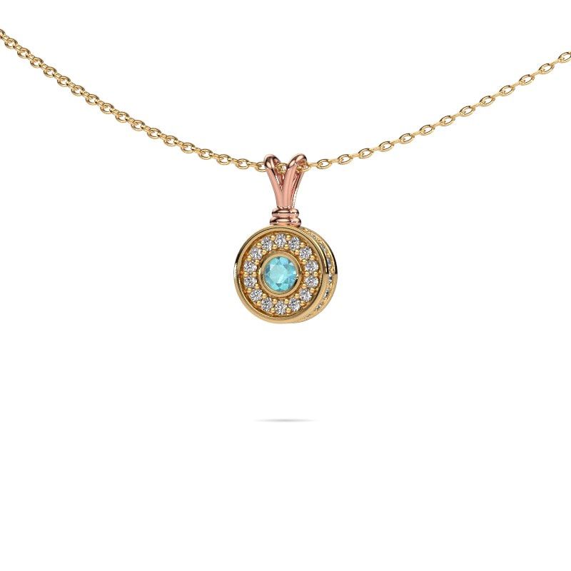 Pendentif Roos 585 or rose topaze bleue 3 mm