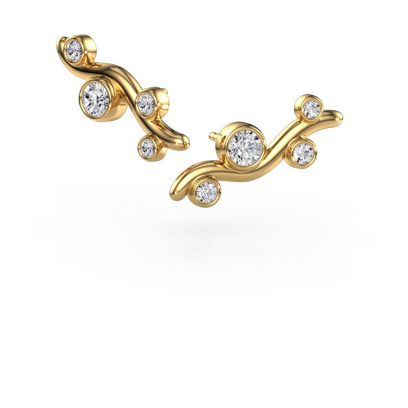 Oorstekers Jin 585 goud zirkonia 4 mm