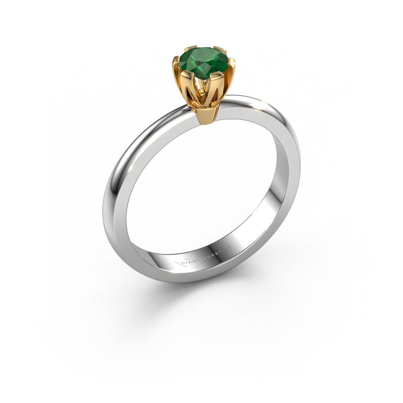 Engagement ring Julia 585 white gold emerald 4 mm