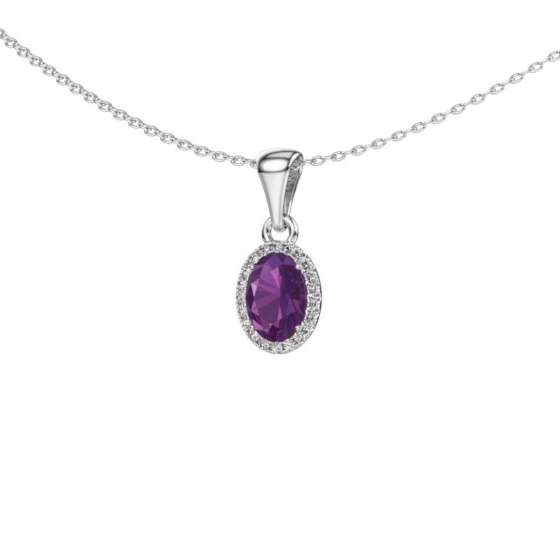 Pendentif Seline ovl 950 platine améthyste 7x5 mm