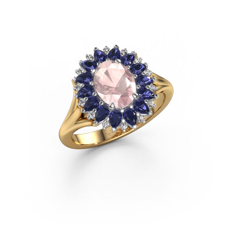 Engagement ring Lidia 585 gold morganite champagne 8x6 mm