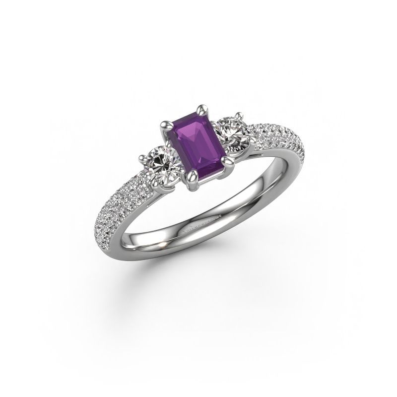 Engagement ring Marielle EME 585 white gold amethyst 6x4 mm