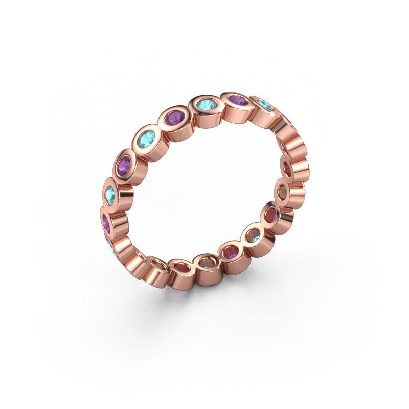 Vorsteckring Edwina 1 585 Roségold Blau Topas 2 mm