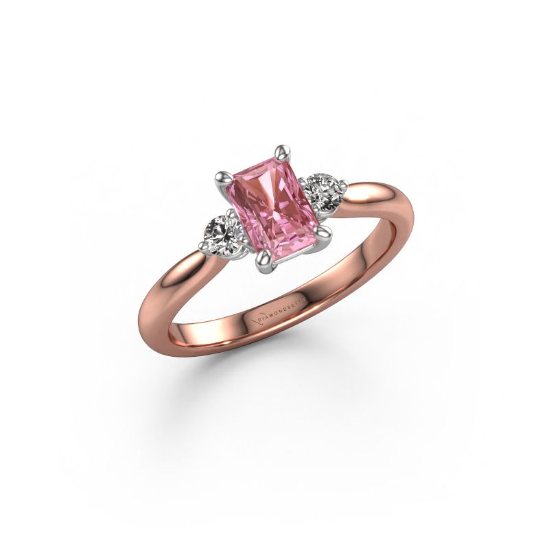 Verlovingsring Lieselot RAD 585 rosé goud roze lab grown diamant 6.5x4.5 mm