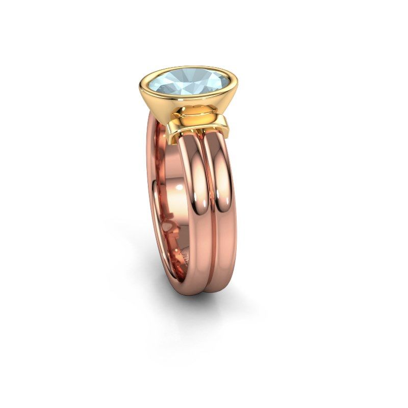 Afbeelding van Ring Gerda 585 rosé goud aquamarijn 8x6 mm