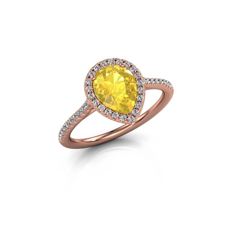 Image of Engagement ring seline per 2<br/>585 rose gold<br/>Yellow sapphire 8x6 mm