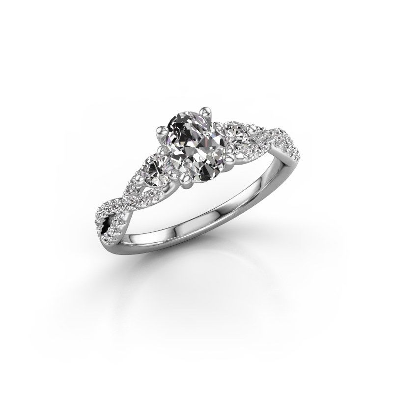 Engagement ring Marilou OVL 585 white gold zirconia 7x5 mm