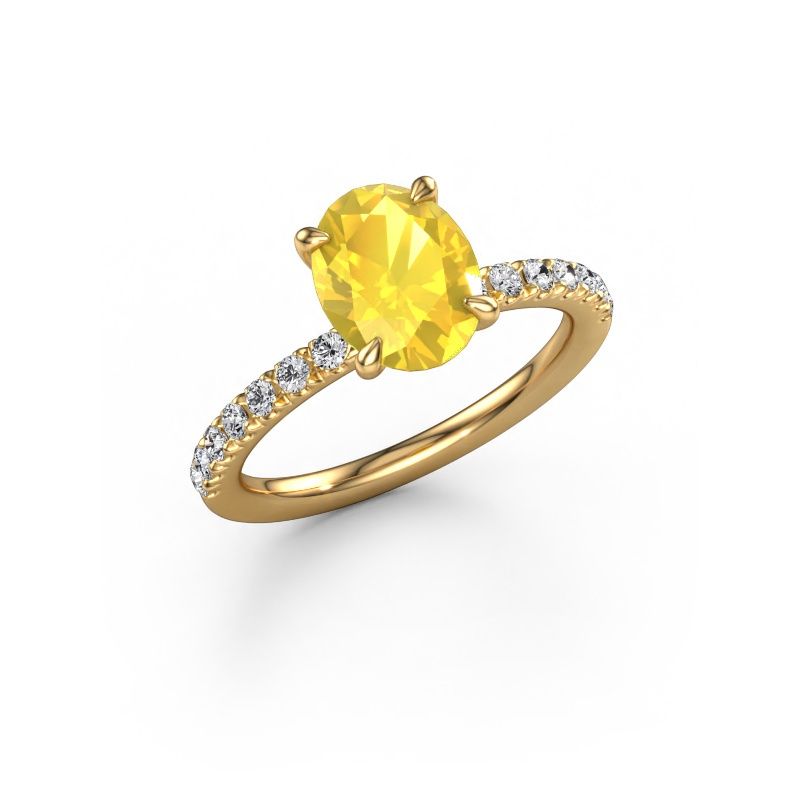 Engagement ring Crystal OVL 2 585 gold yellow sapphire 9x7 mm