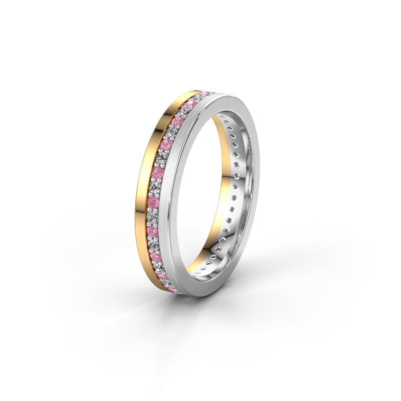 Afbeelding van Trouwring WH0203L14BPM<br/>585 goud ±4x2 mm<br/>Roze saffier 1.3 mm