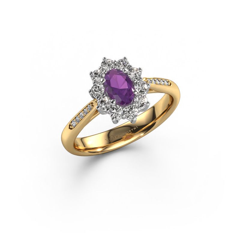 Verlovingsring Leesa 2 585 goud amethist 6x4 mm