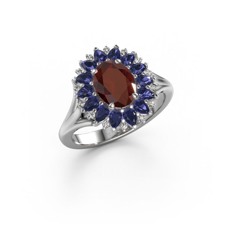 Bague de fiançailles Lidia 950 platine grenat 8x6 mm