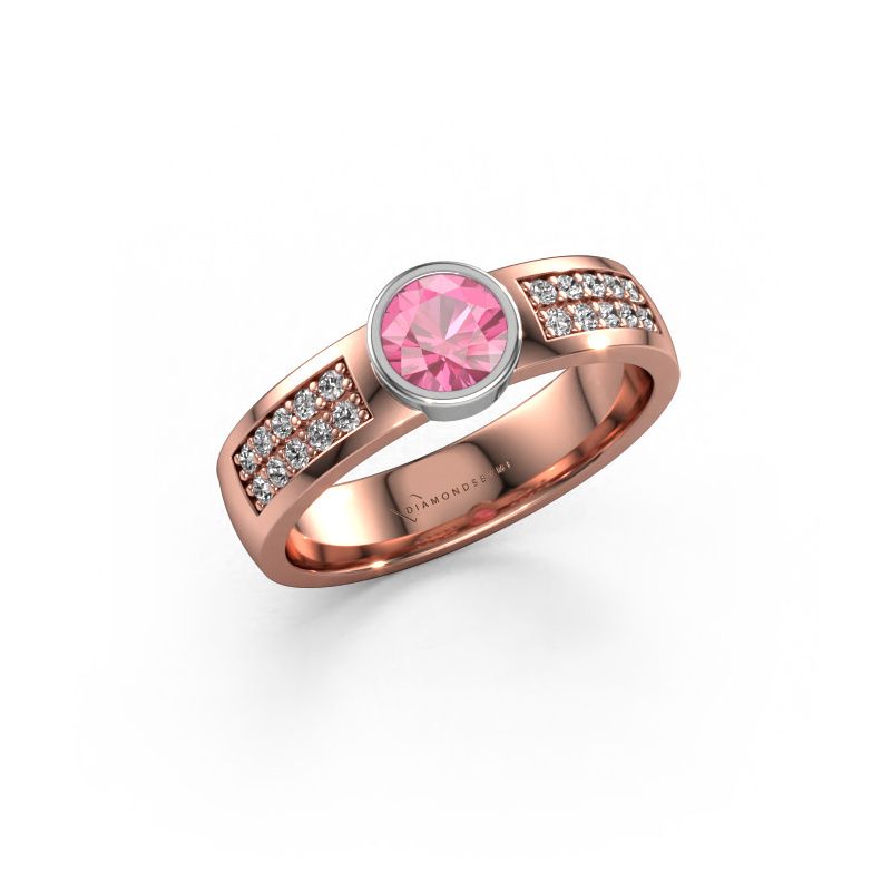 Engagement ring Ise 3 585 rose gold pink sapphire 4.7 mm
