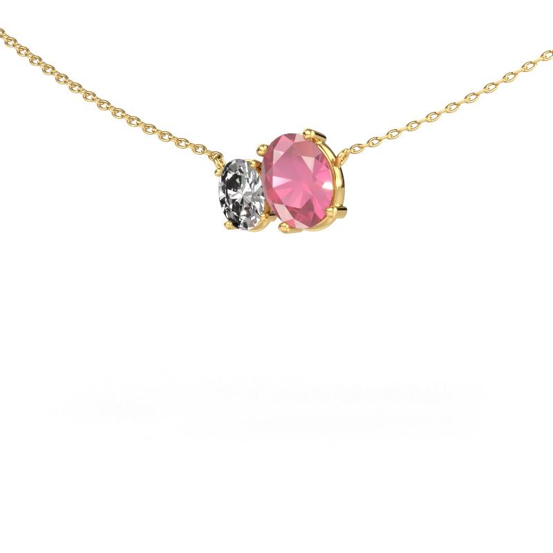 Pendant Toi et Moi OVL OVL 585 gold tourmaline pink 8x6 mm