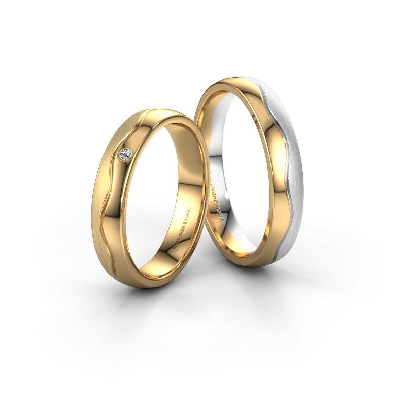Image of Wedding rings set WH0701LM24APM ±4x1.7 mm 14 Carat white gold diamond 0.012 crt
