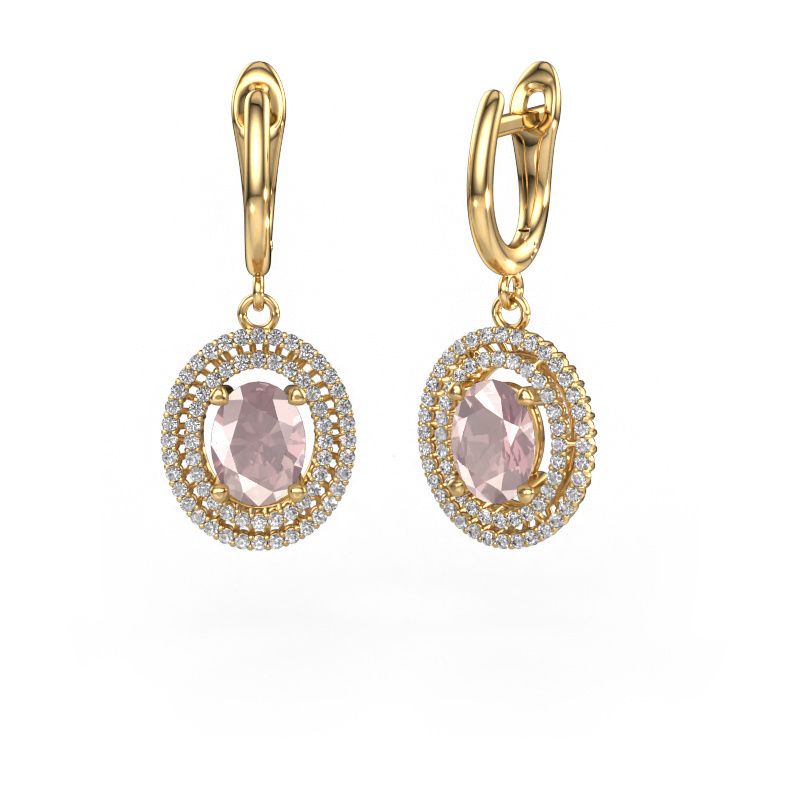 Orecchini pendenti Karren 585 oro morganite champagne 8x6 mm