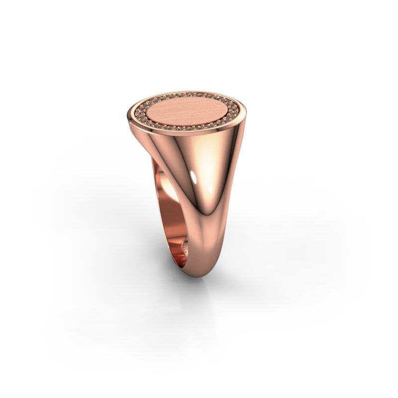 Image of Men's ring floris oval 3<br/>585 rose gold<br/>brown diamond 0.203 crt