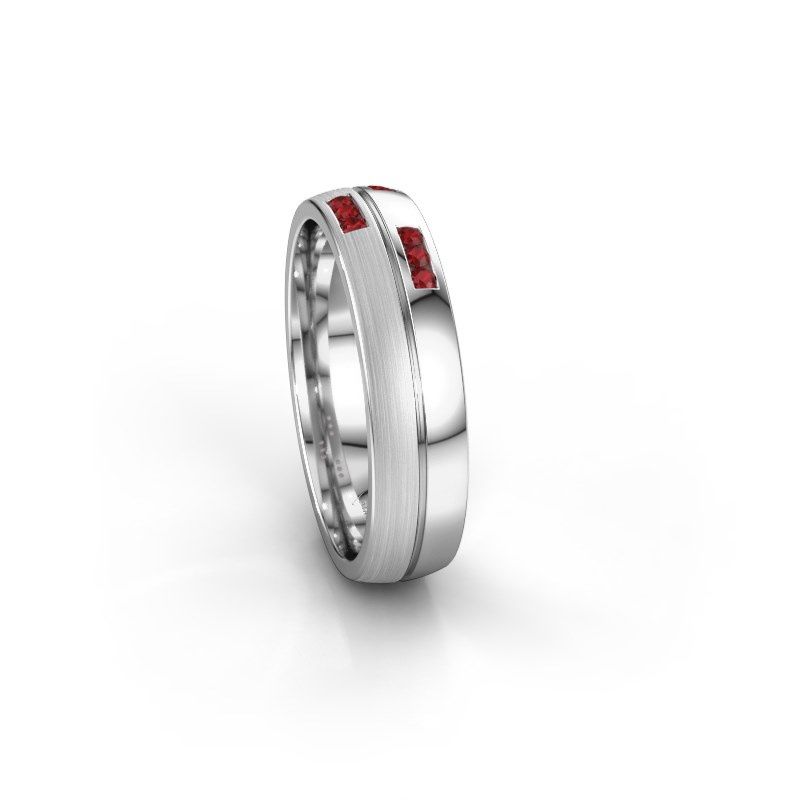 Image of Wedding ring WH0206L25APM<br/>585 white gold ±5x1.7 mm<br/>Ruby
