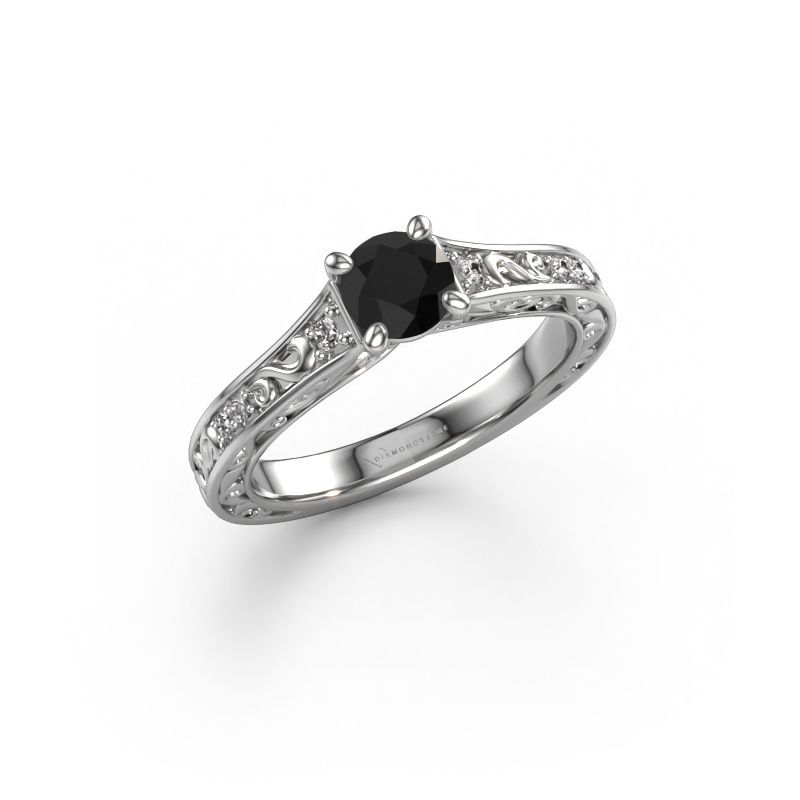 Engagement ring Mallory RND 585 white gold black diamond 0.60 crt