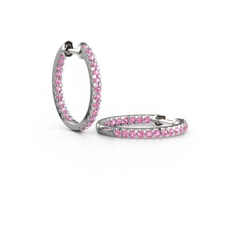 Créoles Jackie 15 mm B 950 platine saphir rose 2 mm