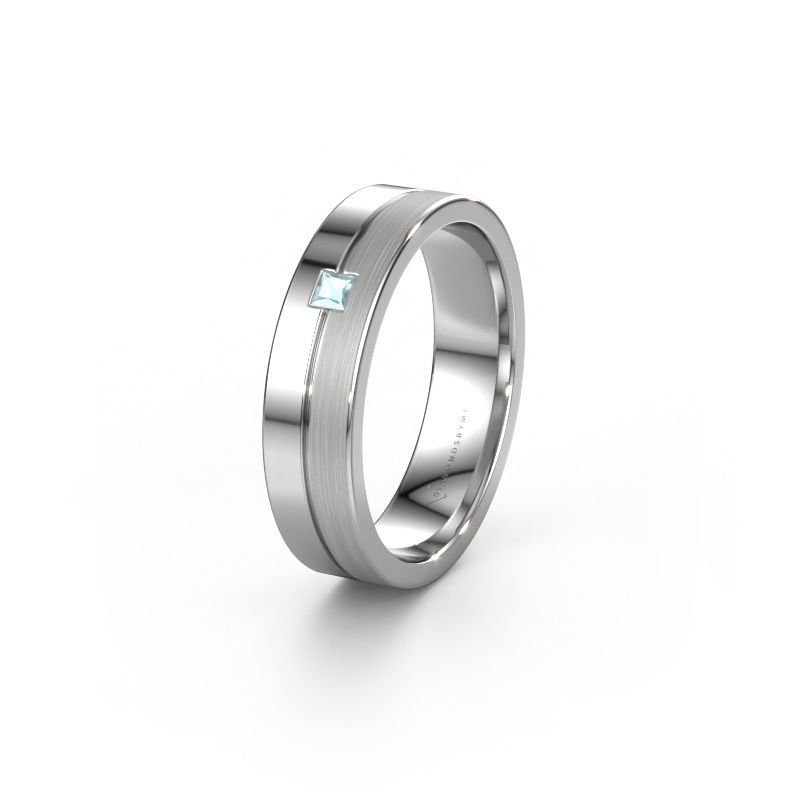 Wedding ring WH0201L15ASQPM 950 platinum aquamarine ±0.20x0.07 in
