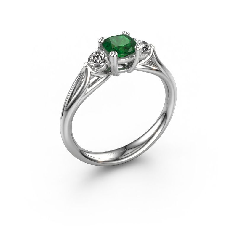 Verlovingsring Amie cus 950 platina smaragd 5 mm