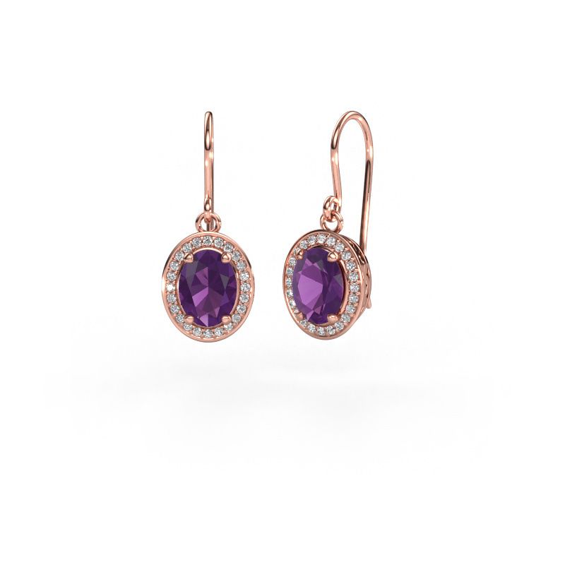 Pendants d'oreilles Latesha 585 or rose améthyste 7x5 mm