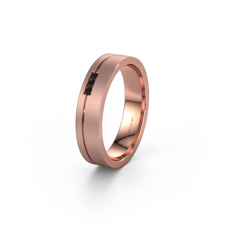 Wedding ring WH0156L14X 585 rose gold black diamond ±4,5x1.4 mm