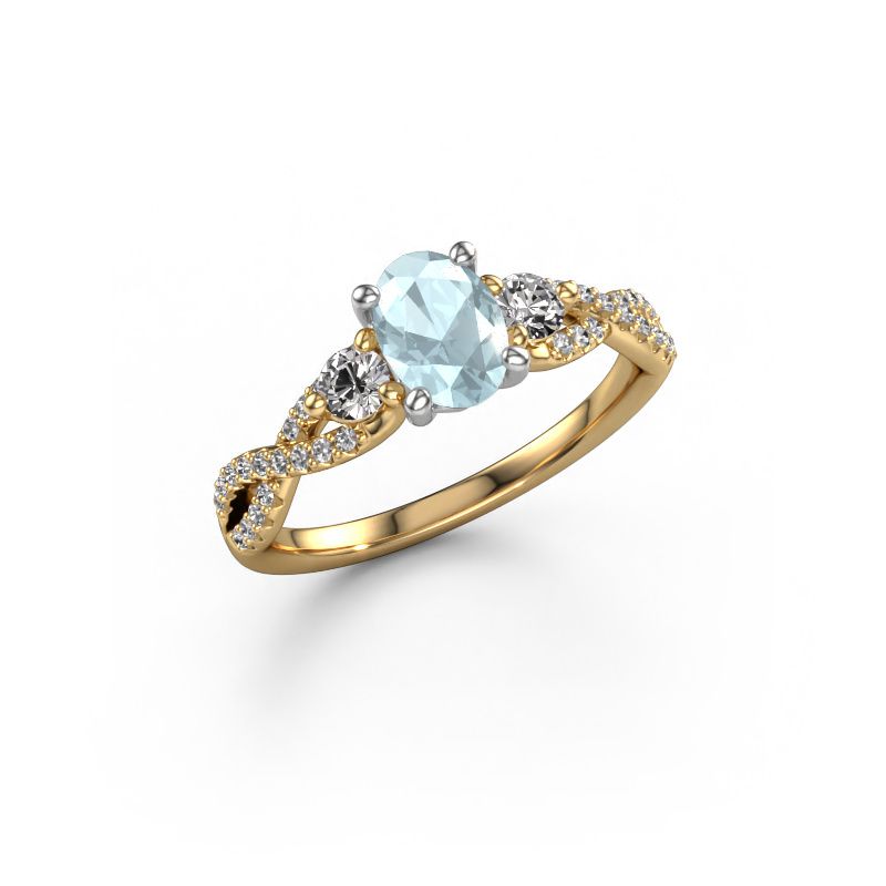 Verlovingsring Marilou OVL 585 goud aquamarijn 7,5x5,5 mm