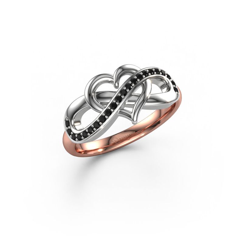 Ring Yael 585 rosé goud zwarte diamant 0.176 crt
