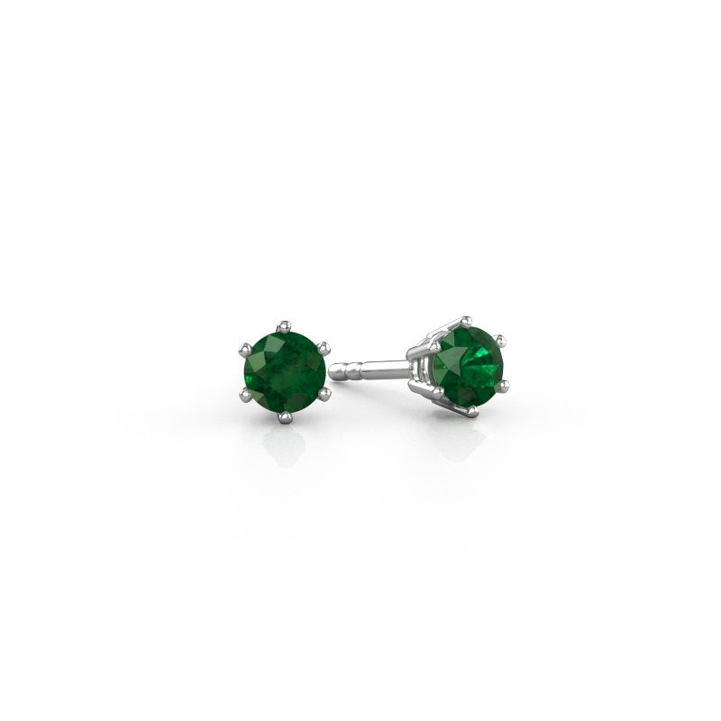 Earrings Fay 950 platinum emerald 4.2 mm