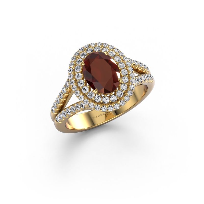 Engagement ring Elvie OVL 585 gold garnet 8x6 mm