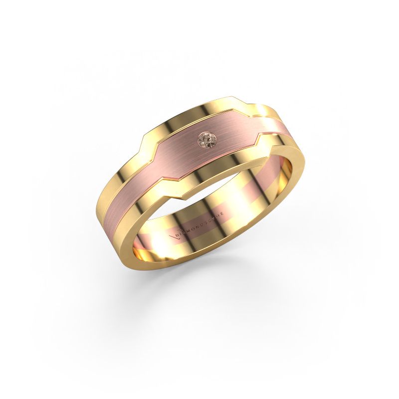 Heren ring Guido 585 rosé goud bruine diamant 0.03 crt