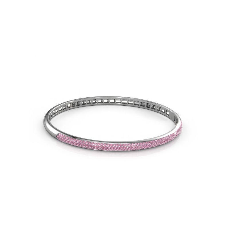 Slavenarmband Emely 4mm 585 witgoud roze saffier 1.1 mm