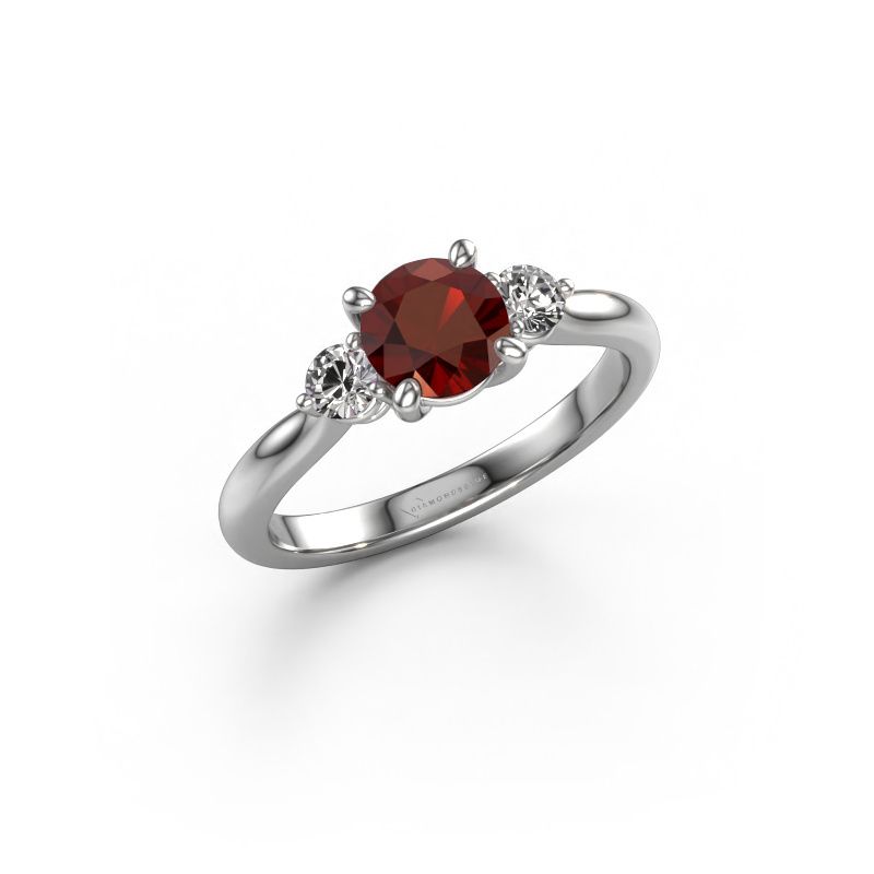 Engagement ring Lieselot RND 950 platinum garnet 6.5 mm