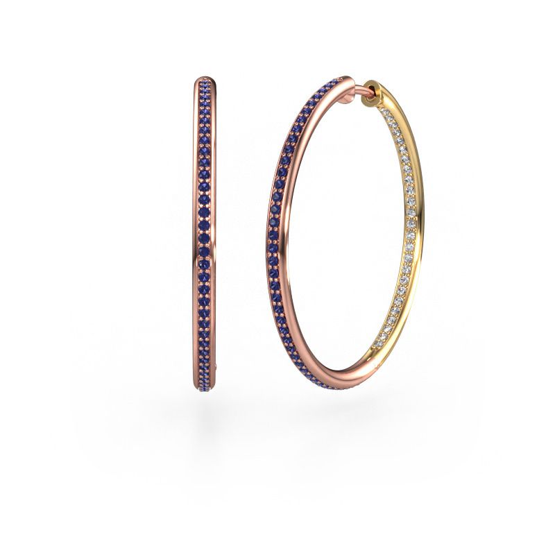 Hoop earrings Sina 30mm 585 rose gold sapphire 1.1 mm
