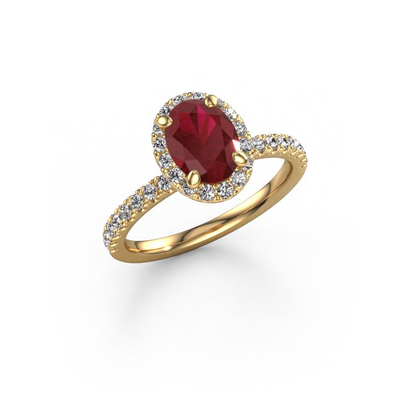 Bague de fiançailles Miranda OVL 585 or jaune rubis 8x6 mm