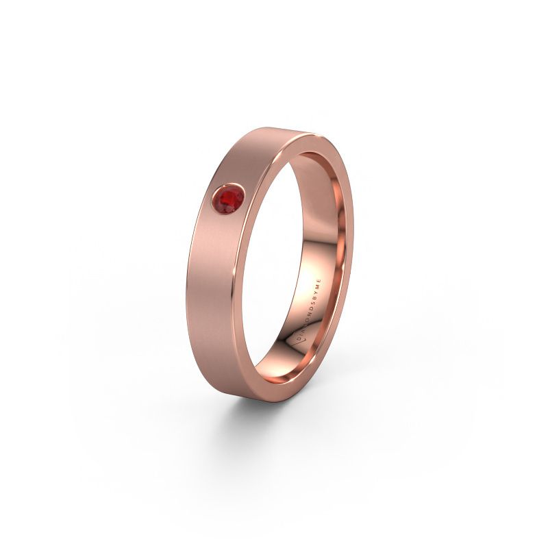 Wedding ring WH0101L14AM 585 rose gold ruby ±4x1.7 mm