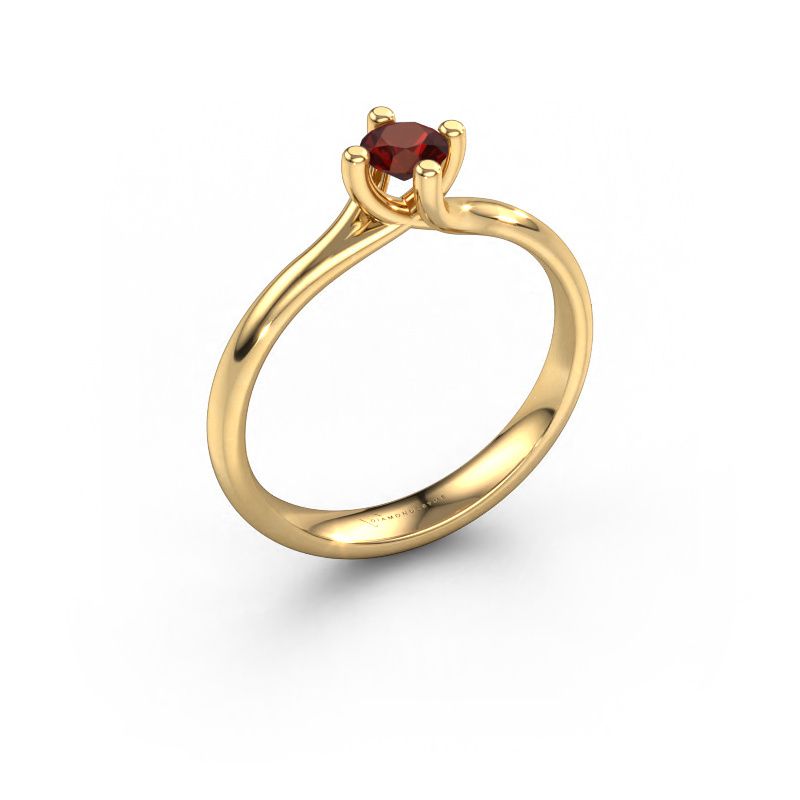 Engagement ring Dewi Round 585 gold garnet 4 mm