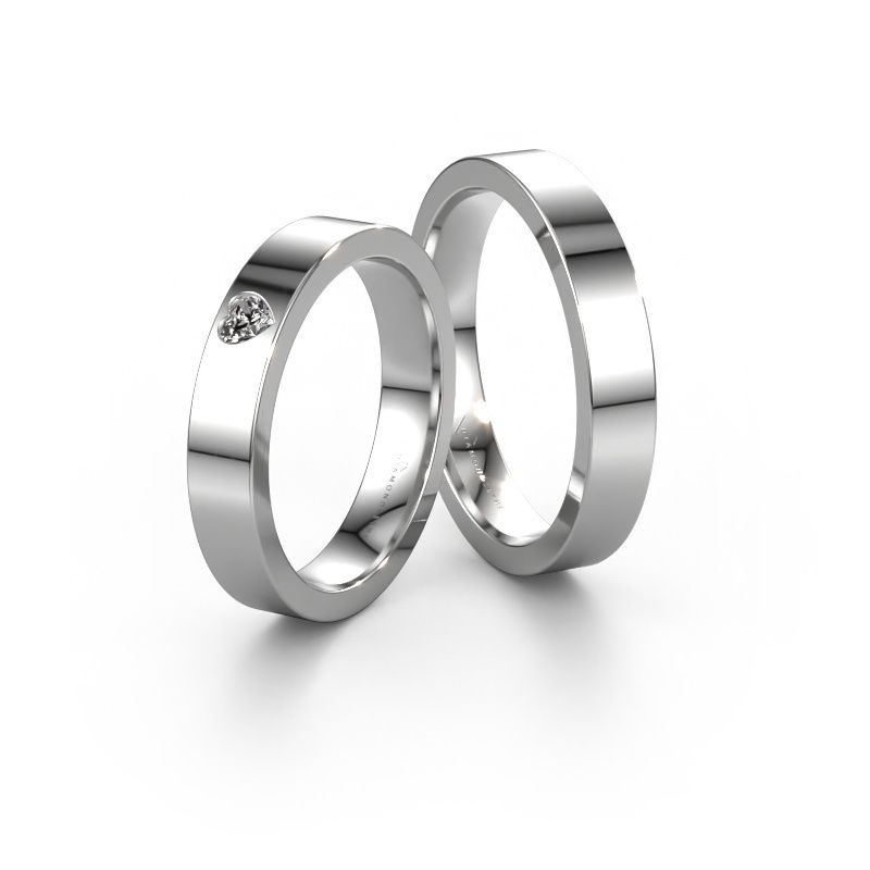 Wedding rings set WH0101LM14BPHRT ±4x2 mm 14 Carat white gold diamond 0.12 crt