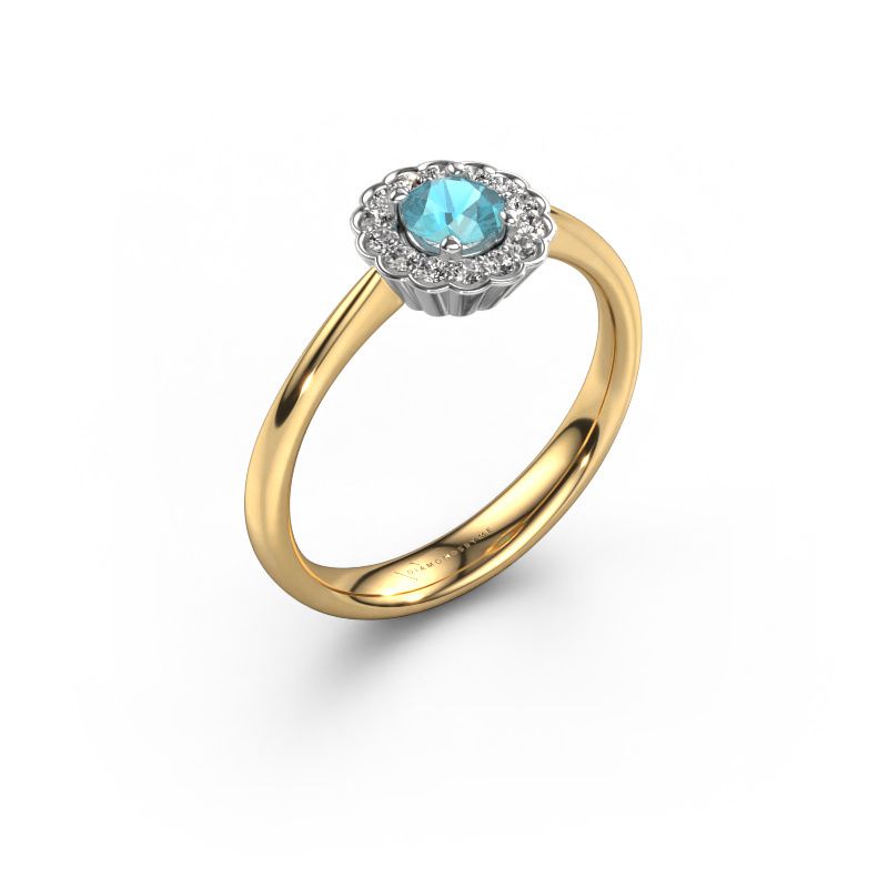 Engagement ring Debi 585 gold blue topaz 4.2 mm