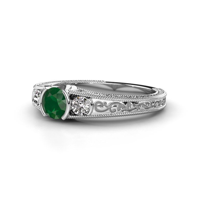 Afbeelding van Promise ring Tasia<br/>585 witgoud<br/>Smaragd 5 mm