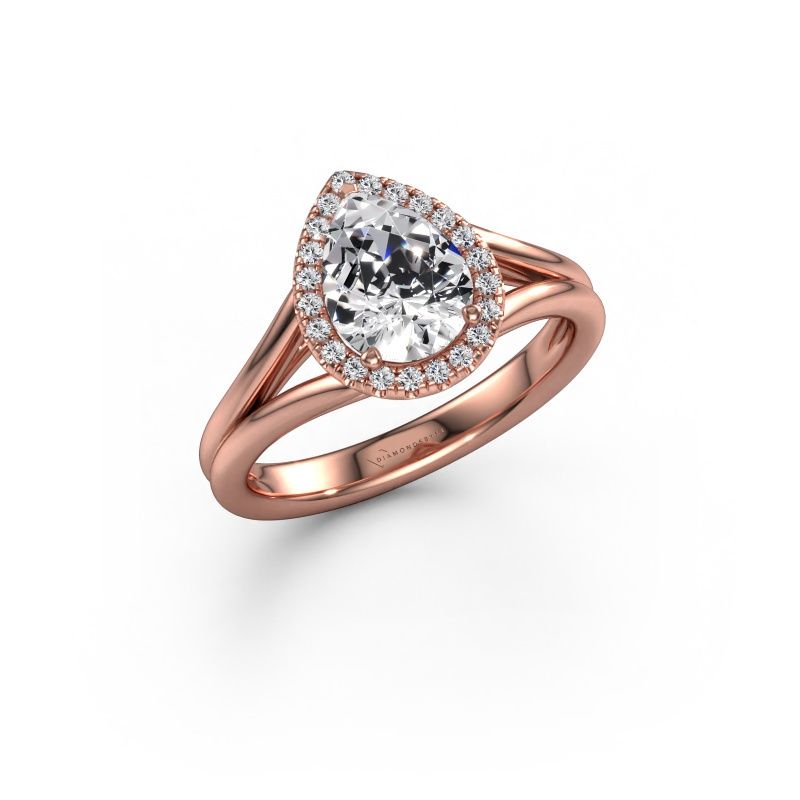 Engagement ring Verla pear 1 585 rose gold lab grown diamond 1.147 crt