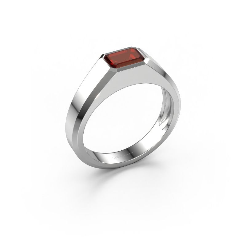 Men's ring Dylan 1 585 white gold garnet 7x5 mm
