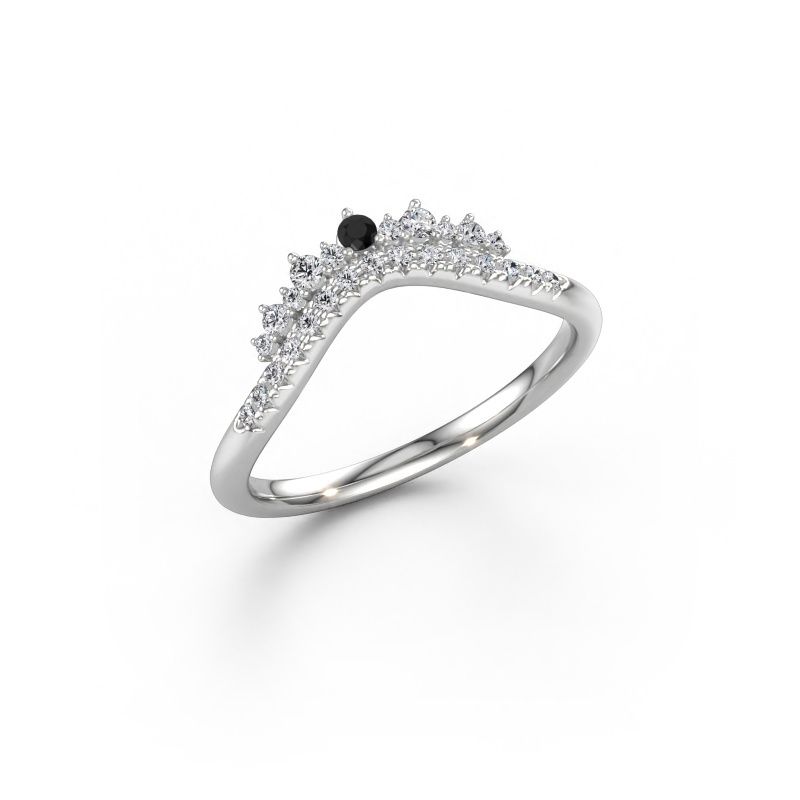 Stackable ring Nica A 950 platinum black diamond 0.224 crt