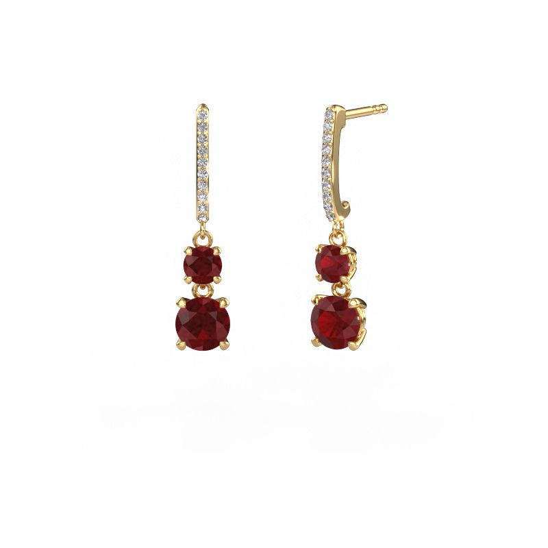 Oorhangers Tanja 2 585 goud robijn 4.2 mm