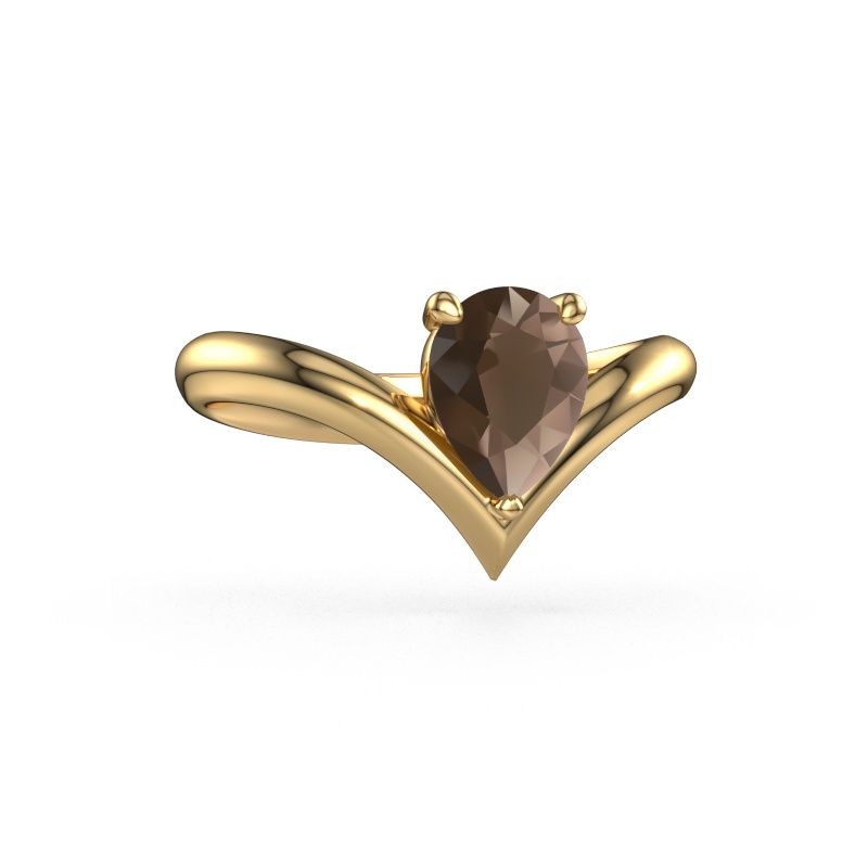 Engagement ring Maddy PER 585 gold smokey quartz 8x6 mm